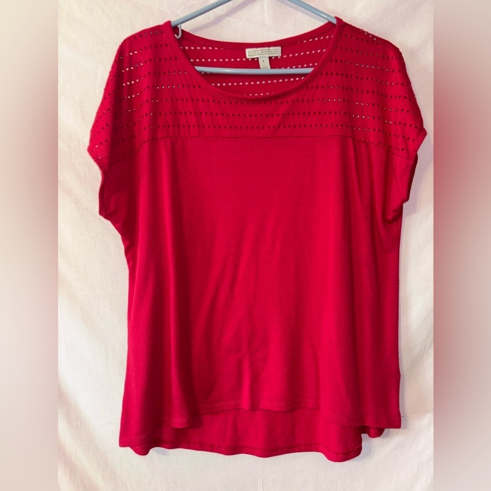 Dana Buchman Scarlet Perforated Blouse